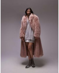 TOPSHOP - Faux Fur Long Coat - Lyst