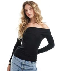 Brave Soul - Fine Knit Off Shoulder Long Sleeve Top - Lyst