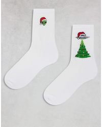 ASOS - 2 Pack Socks With Christmas Space Graphic - Lyst