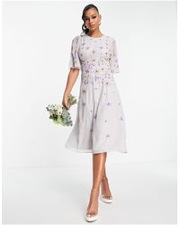 Frock and Frill - Bridesmaid Mini Dress With Floral Embellished Detail - Lyst
