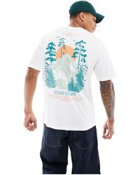 Jack & Jones - T-shirt oversize bianca con stampa di paesaggio sul retro - Lyst
