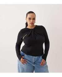 ASOS - Asos Design Curve Slinky Cut Out Twist Detail Long Sleeve Top - Lyst