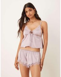 KAT THE LABEL - Sorrento Satin Lace Short - Lyst