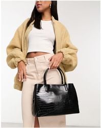 ASOS - Croc Tote Bag With Inner Compartment & Detachable Cross Body Strap - Lyst