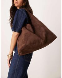 ASOS - Faux Suede Scoop Tote Bag - Lyst