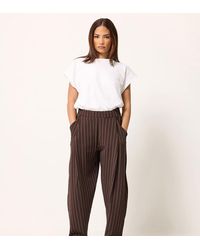 PixieGirl - Petite Pinstripe Barrel Leg Trousers - Lyst