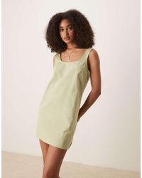 ASOS - Scoop Neck Cotton Linen Mini Sundress - Lyst