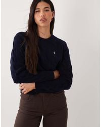 Polo Ralph Lauren - Icon Logo Straight Fit Exploded Cable Knit Jumper - Lyst