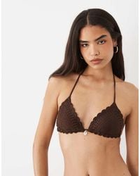 New Look - Shell Trim Crochet Bikini Top - Lyst