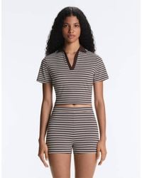 Oysho - Comfortlux Striped Short-Sleeve Polo Shirt - Lyst