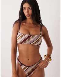 ASOS - Fuller Bust Susie Sue Stripe Reversible Crop Bikini Top With Resin Bead - Lyst