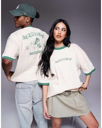ASOS - T-Shirt Squadrata Avorio Con Stampa Disney Di Topolino - Lyst