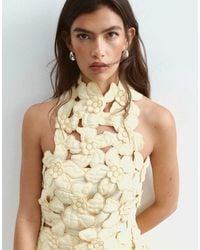 ARRANGE - Floral Embroidered Linen Cutwork Halterneck Top Co-ord - Lyst