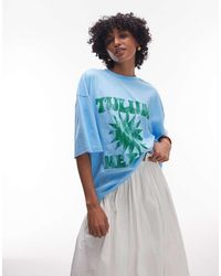 TOPSHOP - Oversized T-Shirt Met Grafische Tulum-Print - Lyst