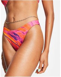 ASOS - Slip bikini sgambati a vita bassa mix and match con stampa tramonto effetto marmo - Lyst