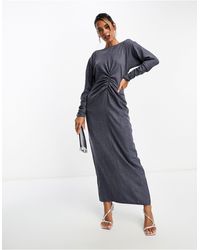 ASOS - Long Sleeve Maxi Dress With Ruching Detail - Lyst