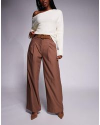 River Island - Belted Wide Leg Pants - Lyst