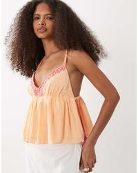 Mango - Teen Lace Detail Strappy Flowy Top - Lyst