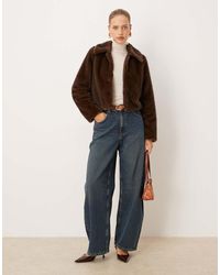 Mango - Faux Fur Zip Through Jacket With Collar - Lyst