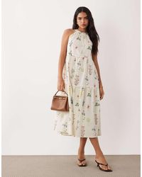 Vila - Halter Neck Tiered Maxi Dress - Lyst