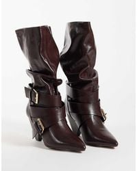 ASOS - Cade Buckle Detailing Heeled Slouchy Boots - Lyst