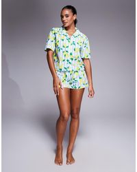 River Island - Pyjamaset Met Shirt En Short - Lyst