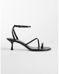 Mango - Faux Leather Strappy Heeled Sandals With Hardware Detail - Lyst