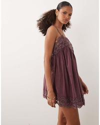 ASOS - V Neck Cami Mini Dress With Lace Trims - Lyst
