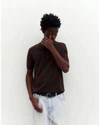 Pull&Bear - Chemise à manches courtes avec col polo - chocolat - Lyst