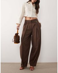 ASOS - Self Belt High Waisted Barrel Pants - Lyst