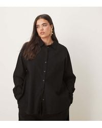 ASOS - Curve Oversized Linen Look Shirt Co-ord - Lyst