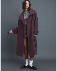 Stradivarius - Cappotto Lungo Morbido Al Tatto Con Collo Alto - Lyst