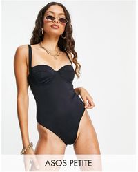 ASOS Asos Design Petite Recycled Moulded Underwired Swimsuit - Black