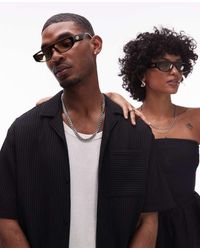 Le Specs - Gafas De Sol Oscuro Efecto Carey Con Montura Estrecha Redondeada Y Lentes Verdes Le Ritual De - Lyst