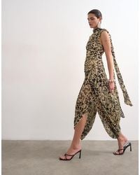 TOPSHOP - Chiffon Scarf Neck Bubble Hem Maxi Dress - Lyst
