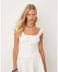 ASOS - Top Milkmaid A Maniche Corte Con Bottoni - Lyst