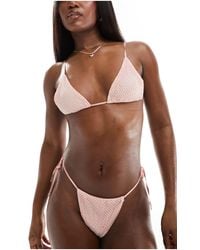 SIMMI - Simmi Diamante Netting Triangle Bikini Top - Lyst