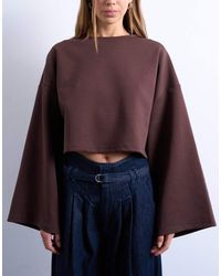 TOPSHOP - Interlock Long Wide Sleeve Top - Lyst