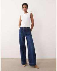 ASOS - High Rise Wide Leg Jeans With Front Pockets - Lyst