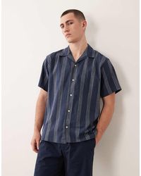 Jack & Jones - Linen Mix Short Sleeve Shirt With Stripes - Lyst