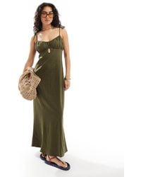 NA-KD - Linen Tie Strap Maxi Dress - Lyst