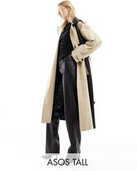 ASOS - Asos Design Tall Faux Leather Spliced Trench Coat - Lyst