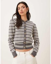 Nia - Baxter Striped Button Up Cardigan - Lyst