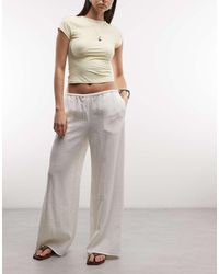 Weekday - Pull On Wide Leg Crinkle Trousers - Lyst