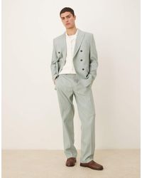 ASOS - Linen Blend Straight Leg Suit Trousers - Lyst