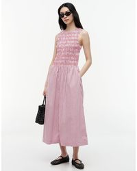 Tommy Hilfiger - Stripe Smock Sleeveless Fit And Flare Maxi Dress - Lyst