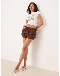 ASOS - Layered Lace Ruffle Micro Shorts - Lyst