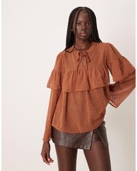Vila - – boho-bluse aus transparentem dobby-stoff - Lyst