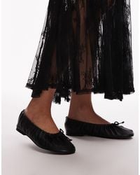 TOPSHOP - – claire – geraffte ballerinas aus leder - Lyst