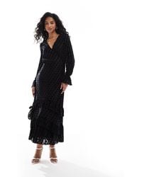 Lovedrobe - Flocked Polka Dot Midaxi Dress - Lyst